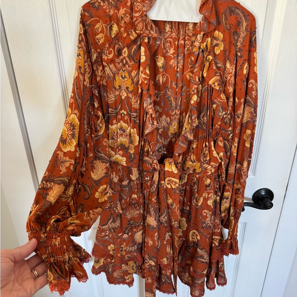 Spell Orange Floral Mini Dress